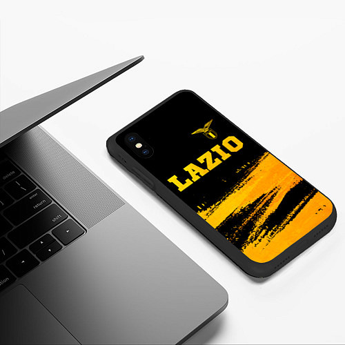 Чехол iPhone XS Max матовый Lazio - gold gradient посередине / 3D-Черный – фото 3