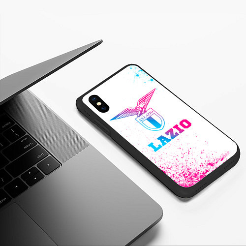 Чехол iPhone XS Max матовый Lazio neon gradient style / 3D-Черный – фото 3