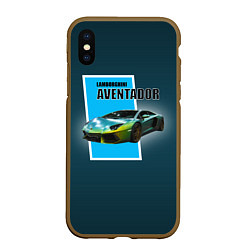 Чехол iPhone XS Max матовый Спортивная машина Lamborghini Aventador, цвет: 3D-коричневый