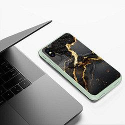 Чехол iPhone XS Max матовый Золото и черный агат, цвет: 3D-салатовый — фото 2
