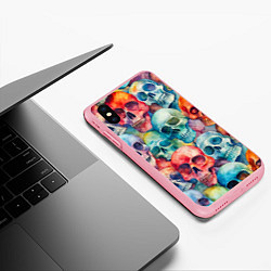 Чехол iPhone XS Max матовый Красочный узор с черепами, цвет: 3D-баблгам — фото 2