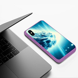 Чехол iPhone XS Max матовый Неоновая комета - нейросеть, цвет: 3D-фиолетовый — фото 2