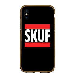 Чехол iPhone XS Max матовый Skuf красные линии, цвет: 3D-коричневый