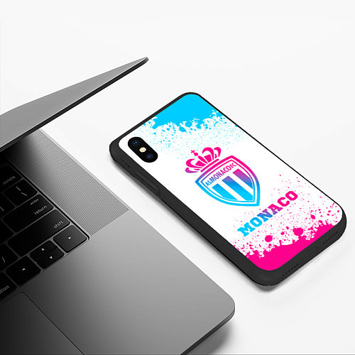 Чехол iPhone XS Max матовый Monaco neon gradient style / 3D-Черный – фото 3