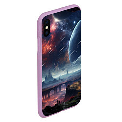 Чехол iPhone XS Max матовый Фантастическая планета внутри космоса, цвет: 3D-сиреневый — фото 2