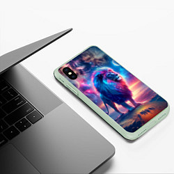 Чехол iPhone XS Max матовый Space lion - ai art fantasy, цвет: 3D-салатовый — фото 2