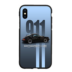 Чехол iPhone XS Max матовый Винтажный автомобиль Porsche, цвет: 3D-черный