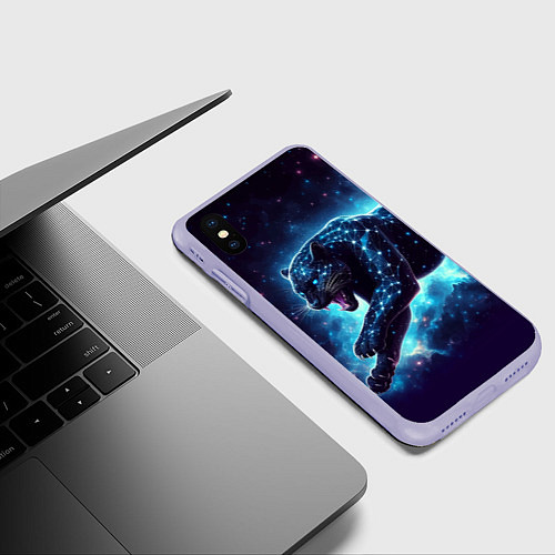 Чехол iPhone XS Max матовый Fantastic star panter - ai art fantasy / 3D-Светло-сиреневый – фото 3