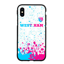 Чехол iPhone XS Max матовый West Ham neon gradient style посередине, цвет: 3D-черный