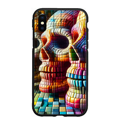 Чехол iPhone XS Max матовый Три черепа - авангард нейросеть, цвет: 3D-черный