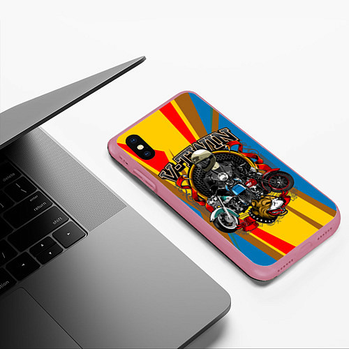 Чехол iPhone XS Max матовый V-twin / 3D-Малиновый – фото 3