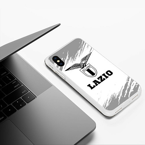 Чехол iPhone XS Max матовый Lazio sport на светлом фоне / 3D-Белый – фото 3