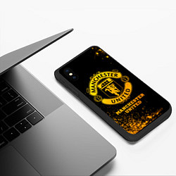 Чехол iPhone XS Max матовый Manchester United - gold gradient, цвет: 3D-черный — фото 2