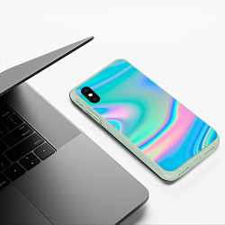 Чехол iPhone XS Max матовый Неоновый бензин, цвет: 3D-салатовый — фото 2