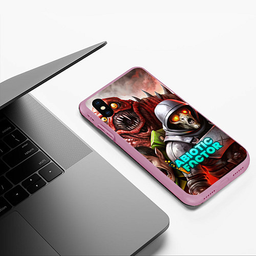 Чехол iPhone XS Max матовый Abiotic Factor и разные монстры / 3D-Розовый – фото 3