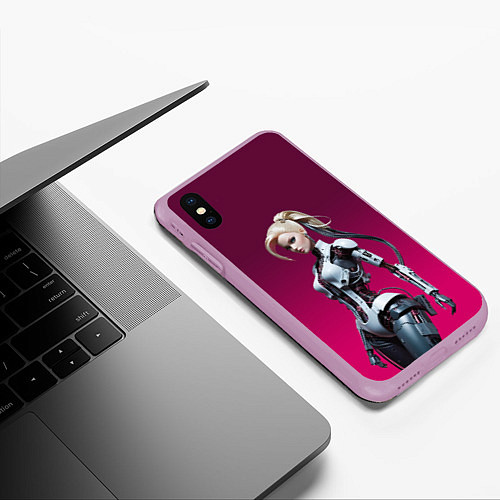 Чехол iPhone XS Max матовый Beauty cyber Barbie - ai art fantasy / 3D-Сиреневый – фото 3