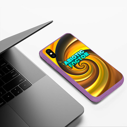 Чехол iPhone XS Max матовый Abiotic Factor желтый фон / 3D-Фиолетовый – фото 3