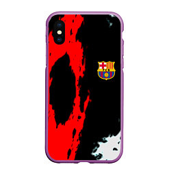 Чехол iPhone XS Max матовый Barcelona fc краски спорт, цвет: 3D-фиолетовый