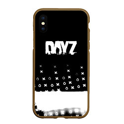 Чехол iPhone XS Max матовый Dayz game pattern logo, цвет: 3D-коричневый