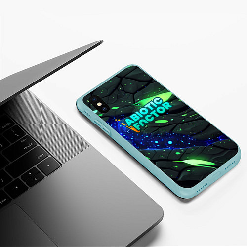 Чехол iPhone XS Max матовый Abiotic Factor logo bright neon / 3D-Мятный – фото 3