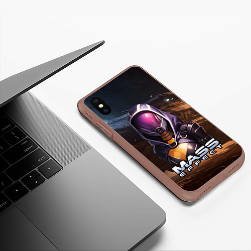 Чехол iPhone XS Max матовый Mass Effect ТалиЗора аватар / 3D-Коричневый – фото 3