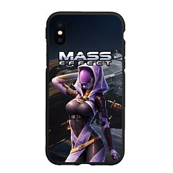 Чехол iPhone XS Max матовый Mass Effect ТалиЗора и космический корабль, цвет: 3D-черный