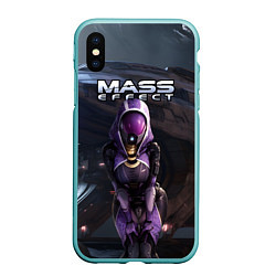 Чехол iPhone XS Max матовый Mass Effect ТалиЗора и космический корабль, цвет: 3D-мятный