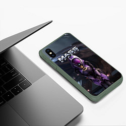 Чехол iPhone XS Max матовый Mass Effect ТалиЗора и космический корабль, цвет: 3D-темно-зеленый — фото 2