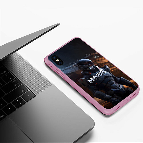 Чехол iPhone XS Max матовый Mass Effect game space / 3D-Розовый – фото 3