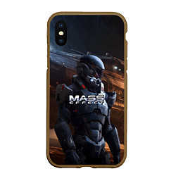 Чехол iPhone XS Max матовый Mass Effect game space, цвет: 3D-коричневый