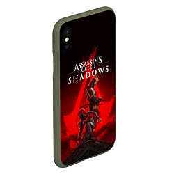 Чехол iPhone XS Max матовый Главные герои Assassins creed shadows, цвет: 3D-темно-зеленый — фото 2