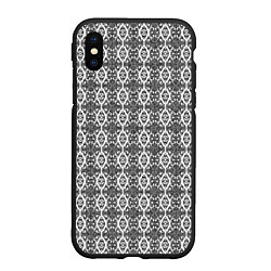 Чехол iPhone XS Max матовый Серый кружевной узор, цвет: 3D-черный