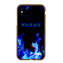 Чехол iPhone XS Max матовый The Witcher fire logo glitch, цвет: 3D-коричневый
