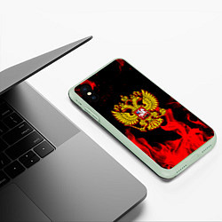 Чехол iPhone XS Max матовый Герб России возрождение империи, цвет: 3D-салатовый — фото 2