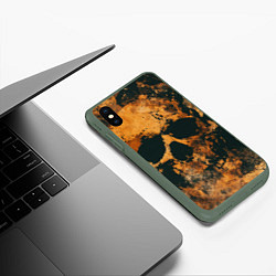 Чехол iPhone XS Max матовый Гранжевые черепа, цвет: 3D-темно-зеленый — фото 2