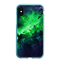 Чехол iPhone XS Max матовый Круглый зеленый мистический фон, цвет: 3D-мятный