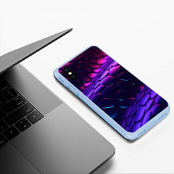 Чехол iPhone XS Max матовый Фиолетовая абстрактная текстура неоновая, цвет: 3D-голубой — фото 2