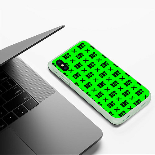 Чехол iPhone XS Max матовый BBT logo green steel / 3D-Салатовый – фото 3