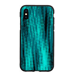 Чехол iPhone XS Max матовый Бирюзовый абстрактные полосы, цвет: 3D-черный