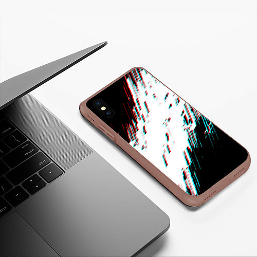 Чехол iPhone XS Max матовый Glitch effect / 3D-Коричневый – фото 3