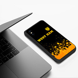 Чехол iPhone XS Max матовый West Ham - gold gradient посередине, цвет: 3D-черный — фото 2