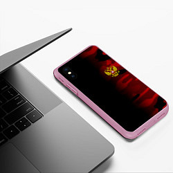 Чехол iPhone XS Max матовый Герб РФ камуфляжная тексткура, цвет: 3D-розовый — фото 2