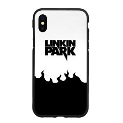 Чехол iPhone XS Max матовый Linkin park rock fire, цвет: 3D-черный