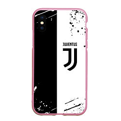 Чехол iPhone XS Max матовый Juventus краски текстура спорт, цвет: 3D-розовый