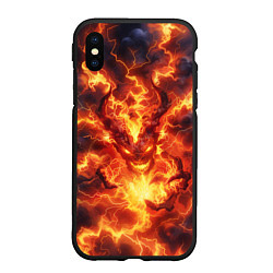 Чехол iPhone XS Max матовый Огненный демон, цвет: 3D-черный