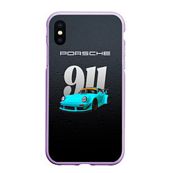 Чехол iPhone XS Max матовый Porsche 911 спортивный автомобиль, цвет: 3D-сиреневый