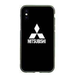 Чехол iPhone XS Max матовый Mitsubishi logo white, цвет: 3D-темно-зеленый