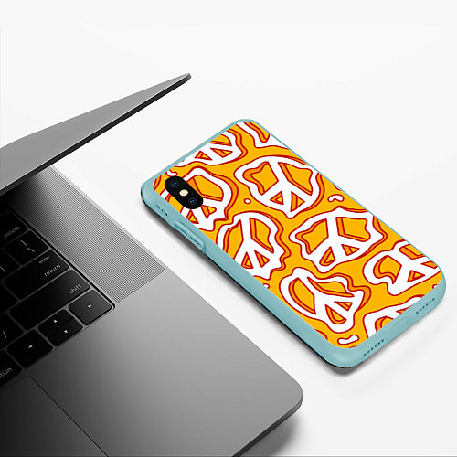 Чехол iPhone XS Max матовый Pattern peace / 3D-Мятный – фото 3