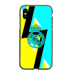 Чехол iPhone XS Max матовый Real madrid fc geometry, цвет: 3D-темно-зеленый