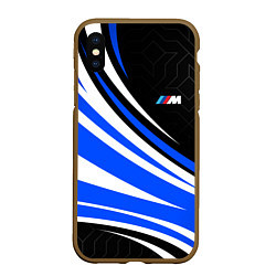 Чехол iPhone XS Max матовый BMW M - синие волны, цвет: 3D-коричневый